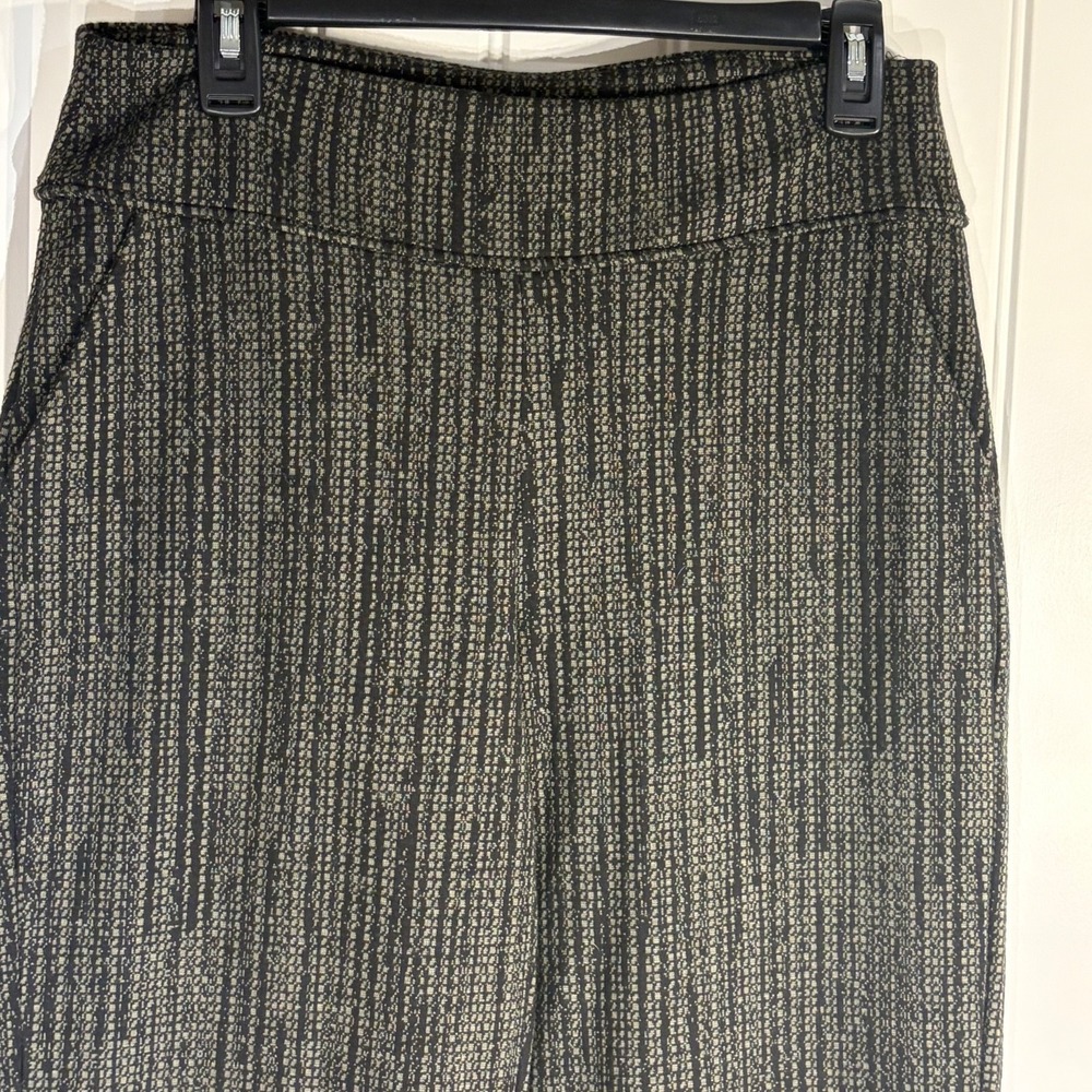 Saint + Sophia Putney Pull On Pants Size 8 Olive/ Black Relaxed Straight Pockets